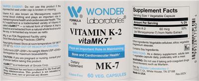 Wonder Laboratories Vitamin K-2 vitaMK7 source label used in the packaging illustration