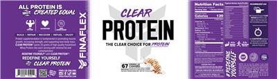 FINAFLEX Clear Protein Vanilla Caramel source label used in the packaging illustration
