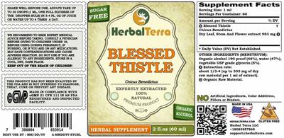 Herbal Terra Blessed Thistle Sugar Free source label used in the packaging illustration