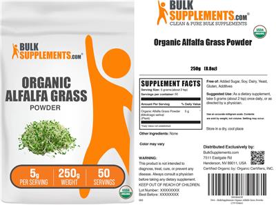 BulkSupplements.com Organic Alfalfa Powder product packaging