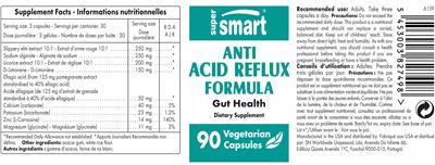 SuperSmart Anti Acid Reflux Formula source label used in the packaging illustration