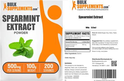 BulkSupplements.com Spearmint Extract Powder 500 mg product packaging