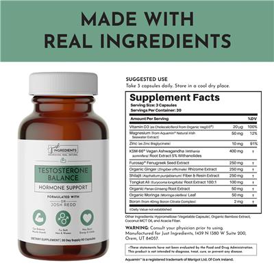 Just Ingredients Testosterone Balance product packaging
