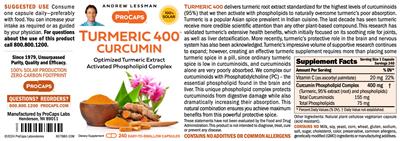 ProCaps Turmeric 400 Curcumin product packaging