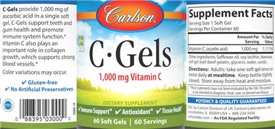 Carlson C-Gels source label used in the packaging illustration