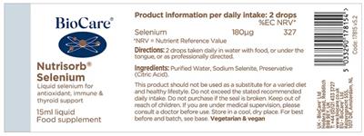 BioCare Nutrisorb Selenium source label used in the packaging illustration