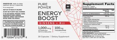 Pure Power Energy Boost Ginseng + B12 product packaging