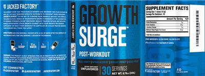 Jacked Factory Growth Surge Unflavored source label used in the packaging illustration