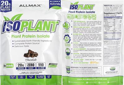 ALLMAX Naturals ISOPlant Chocolate source label used in the packaging illustration