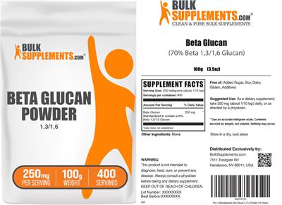 BulkSupplements.com Beta Glucan Powder 250 mg product packaging