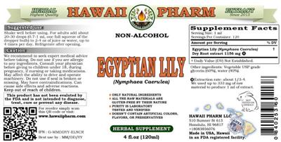 Hawaii Pharm Egyptian Lily Non-Alcohol source label used in the packaging illustration