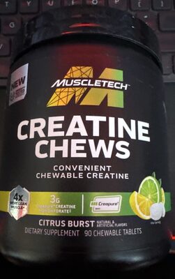 MuscleTech Creatine Chews Citrus Burst source label used in the packaging illustration