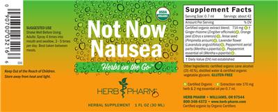 Herb Pharm Herbs on the Go Not Now Nausea source label used in the packaging illustration
