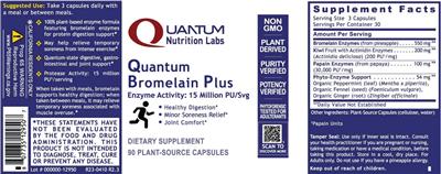 Quantum Nutrition Labs Quantum Bromelain Plus source label used in the packaging illustration