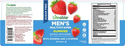 Lifeable Men's Multivitamin Sugar Free Strawberry Flavor source label used in the packaging illustration