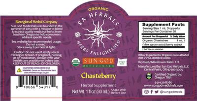 Sun God Medicinals Ra Herbals Organic Chasteberry source label used in the packaging illustration