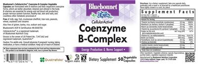 Bluebonnet CellularActive Coenzyme B-Complex source label used in the packaging illustration