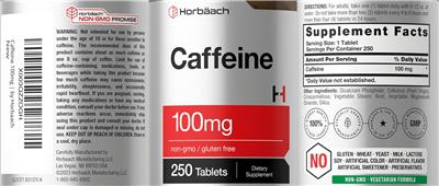 Horbaach Caffeine 100 mg source label used in the packaging illustration