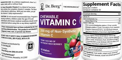 Dr. Berg Chewable Vitamin C source label used in the packaging illustration