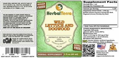 Herbal Terra Wild Lettuce and Dogwood Sugar Free Alcohol Free product packaging