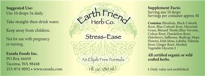 Earth Friend Herb Co. Stress-Ease source label used in the packaging illustration