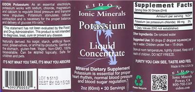EIDON Ionic Minerals Potassium Liquid Concentrate source label used in the packaging illustration