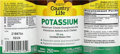 Country Life Potassium 99 mg product packaging