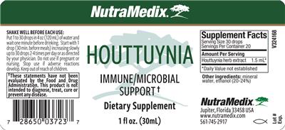 NutraMedix Houttuynia source label used in the packaging illustration
