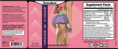 SkinnyBean Booty Boost source label used in the packaging illustration