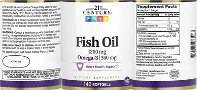 21st Century Fish Oil 1200 mg source label used in the packaging illustration