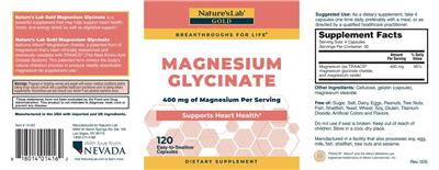 Nature's Lab Gold Magnesium Glycinate 400 mg source label used in the packaging illustration