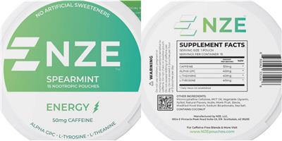 NZE NZE Spearmint source label used in the packaging illustration