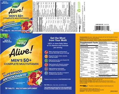 Nature's Way Alive! Men's 50+ Complete Multivitamin source label used in the packaging illustration