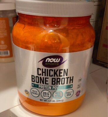 NOW Sports Chicken Bone Broth source label used in the packaging illustration