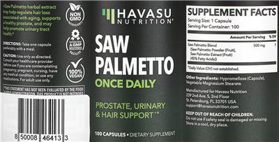 Havasu Nutrition Saw Palmetto source label used in the packaging illustration