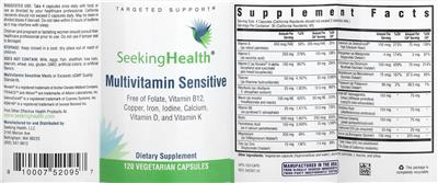 Seeking Health Multivitamin Sensitive source label used in the packaging illustration