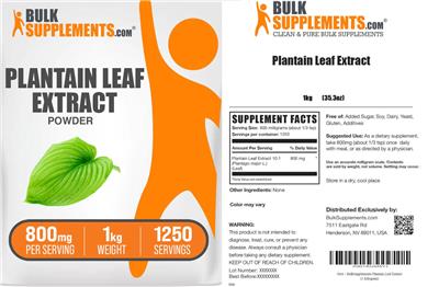 BulkSupplements.com Plantain Leaf Extract Powder 800 mg product packaging