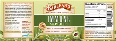 Barlean's Immune Support source label used in the packaging illustration