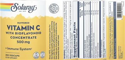 Solaray Buffered Vitamin C 500 mg source label used in the packaging illustration
