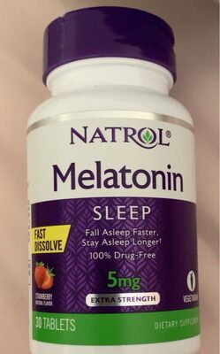 Natrol Melatonin 5 mg Fast Dissolve Strawberry source label used in the packaging illustration