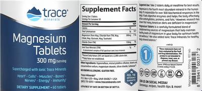 Trace Minerals Magnesium Tablets 300 mg source label used in the packaging illustration