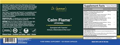 Dr. Gumman’s Integrative Calm Flame source label used in the packaging illustration