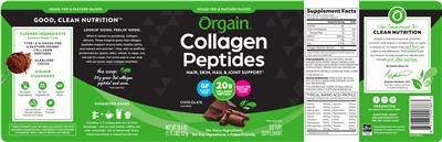 Orgain Collagen Peptides Chocolate Flavored source label used in the packaging illustration