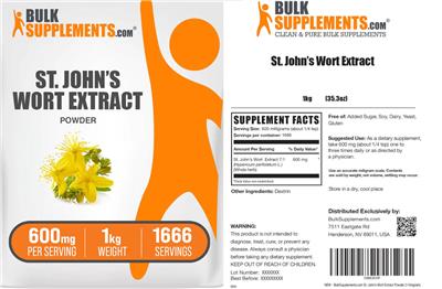 BulkSupplements.com St. John's Wort Extract Powder 600 mg product packaging
