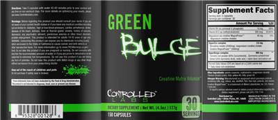 Controlled Labs Green Bulge source label used in the packaging illustration