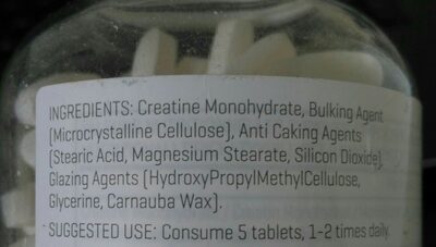 Myvitamins Creatine Monohydrate source label used in the packaging illustration