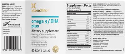 Xtendlife Omega 3/DHA Plus source label used in the packaging illustration