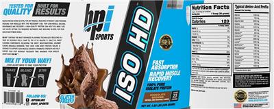 BPI Sports Iso HD Chocolate Brownie source label used in the packaging illustration