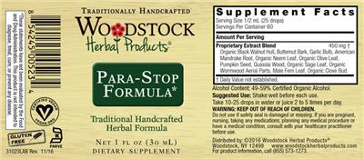 Woodstock Herbal Products Para-Stop Formula product packaging