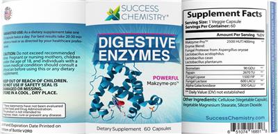 Success Chemistry Digestive Enzymes source label used in the packaging illustration